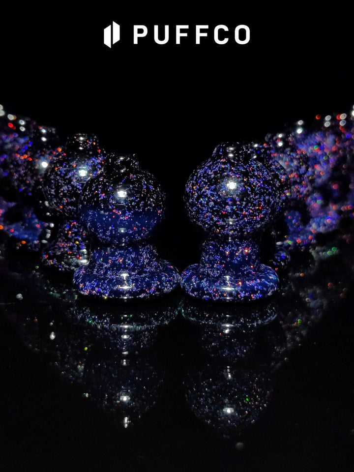 Puffco Black Crushed Opal Bubble Cap - Strawberry Glass