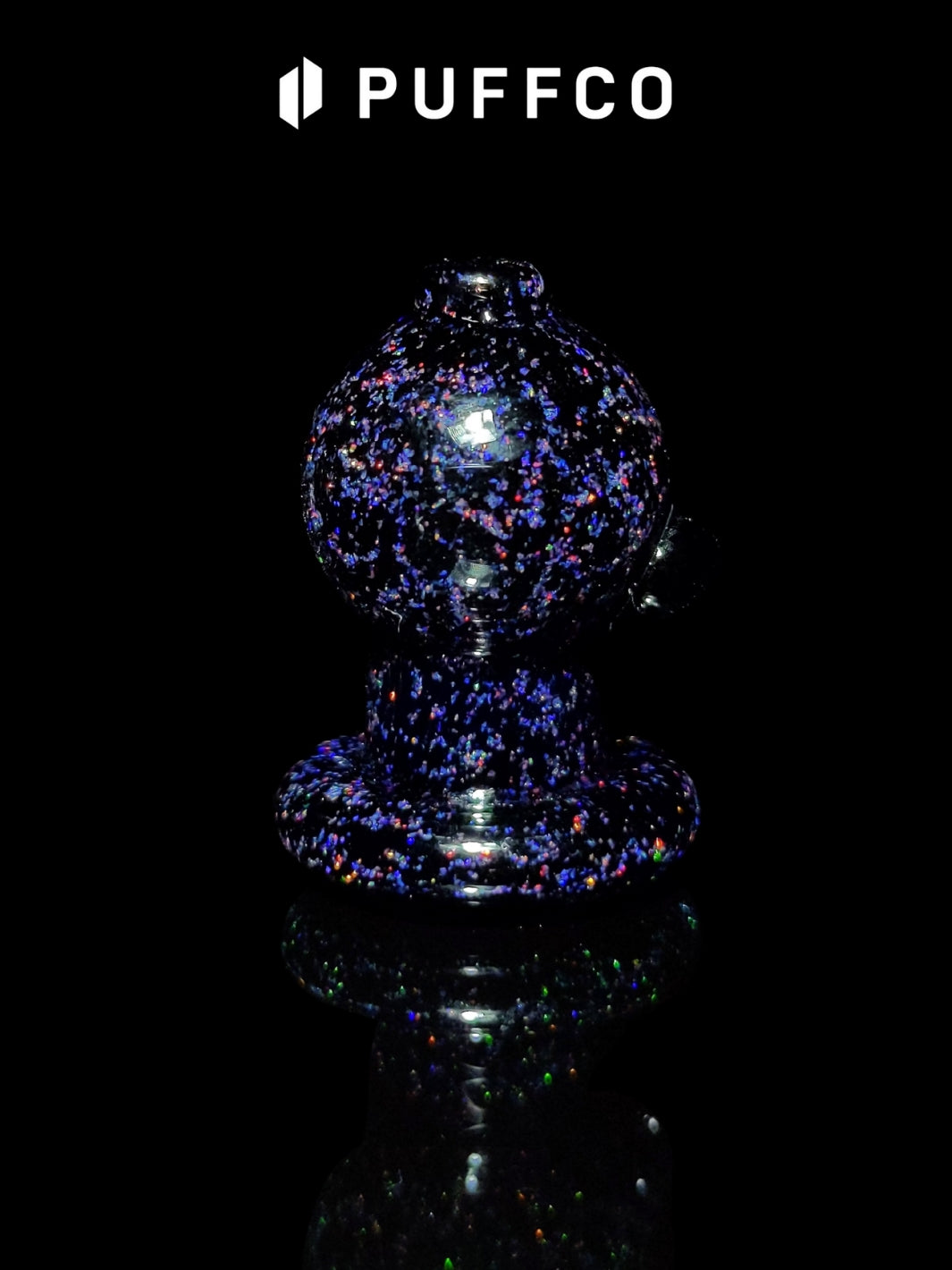 Puffco Black Crushed Opal Bubble Cap - Strawberry Glass