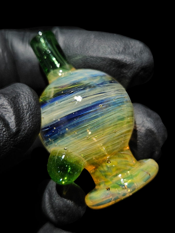 Fumed Emerald Bubble Cap - Strawberry Glass