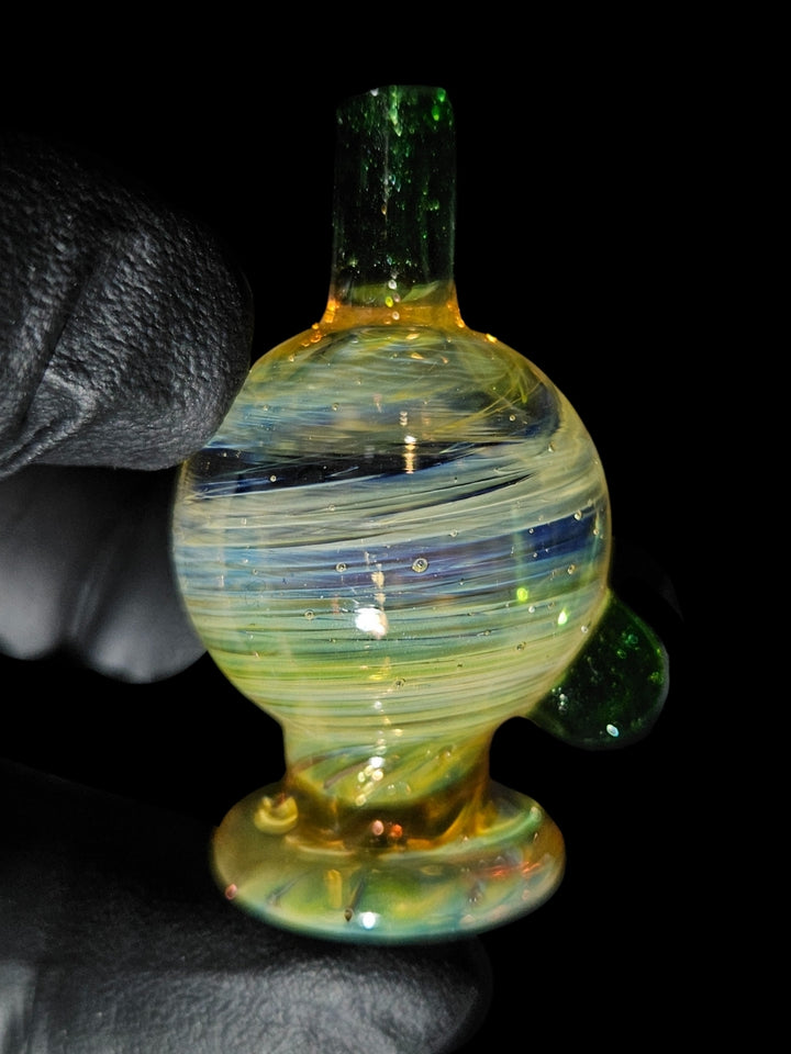Fumed Emerald Bubble Cap - Strawberry Glass