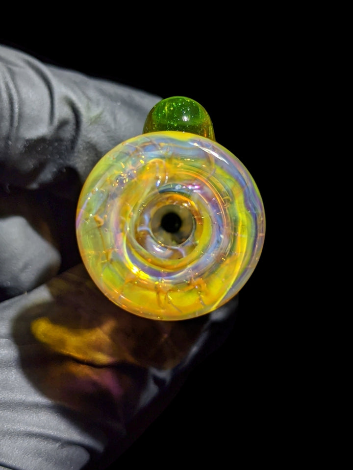 Fumed Green Lollipop Bubble Cap - Strawberry Glass