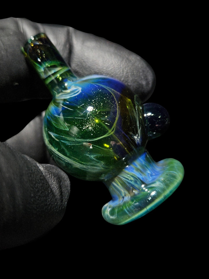 Deep Green Bubble Cap - Strawberry Glass