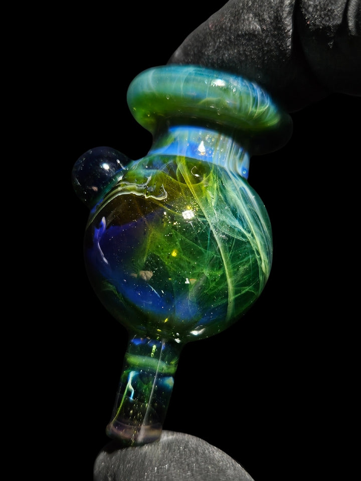 Deep Green Bubble Cap - Strawberry Glass
