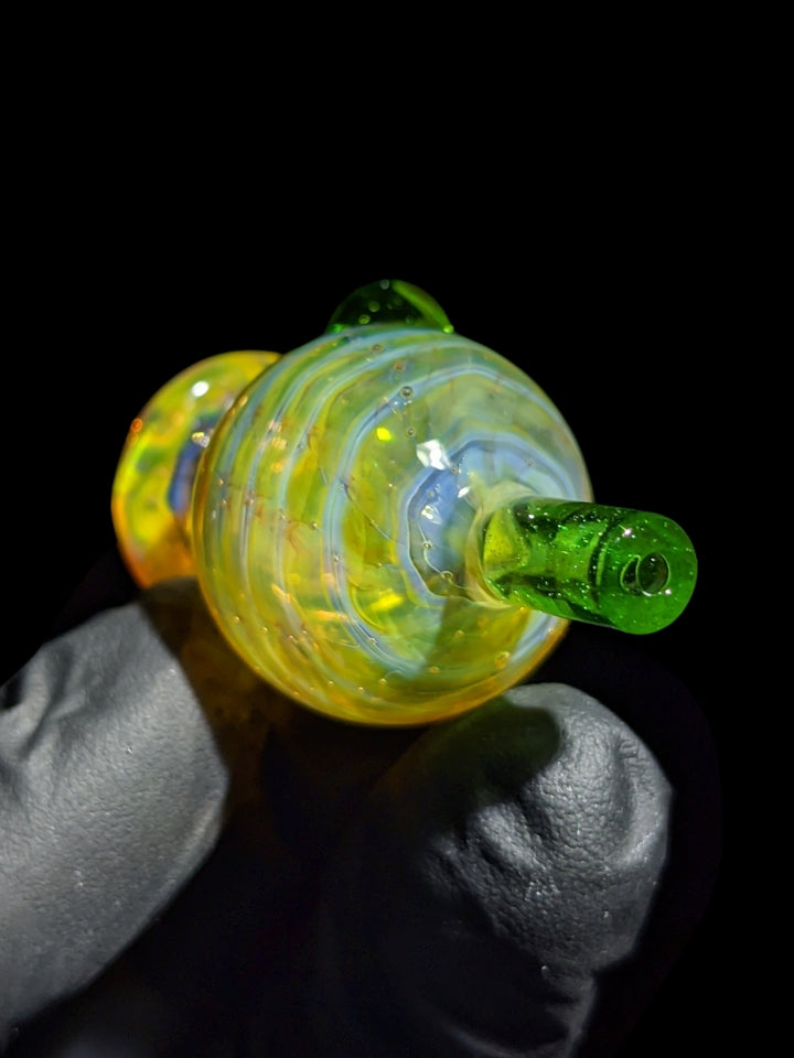 Fumed Green Lollipop Bubble Cap - Strawberry Glass