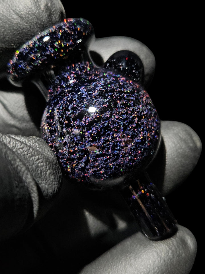 Black Crushed Opal Bubble Cap - Strawberry Glass