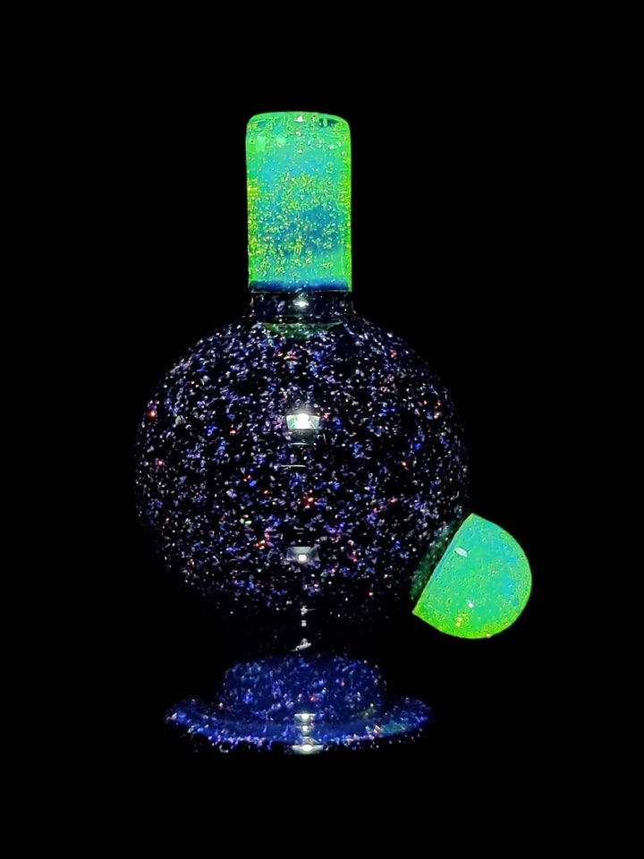 Green Slyme Crushed Opal Bubble Cap - Strawberry Glass