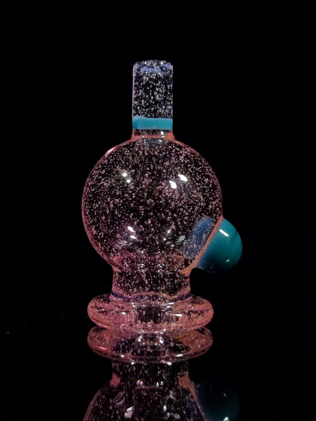 Pink Lollipop & Teal Bubble Cap - Strawberry Glass