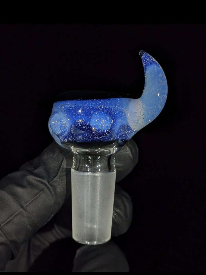 Blue Horn Handle 14mm Bowl - MessyGlass
