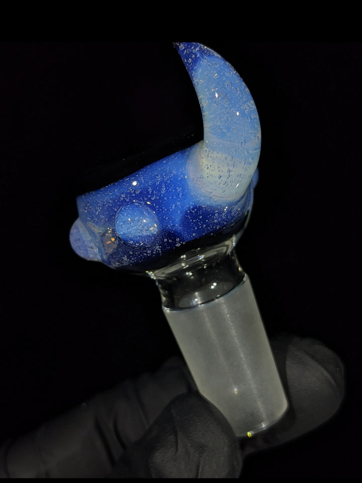 Blue Horn Handle 14mm Bowl - MessyGlass