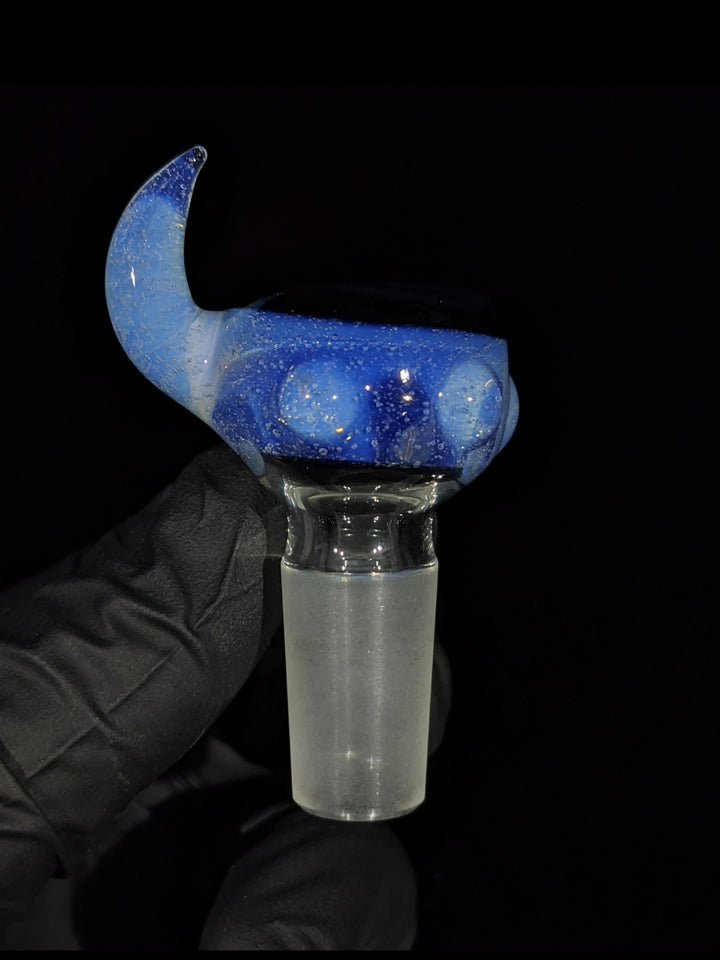 Blue Horn Handle 14mm Bowl - MessyGlass