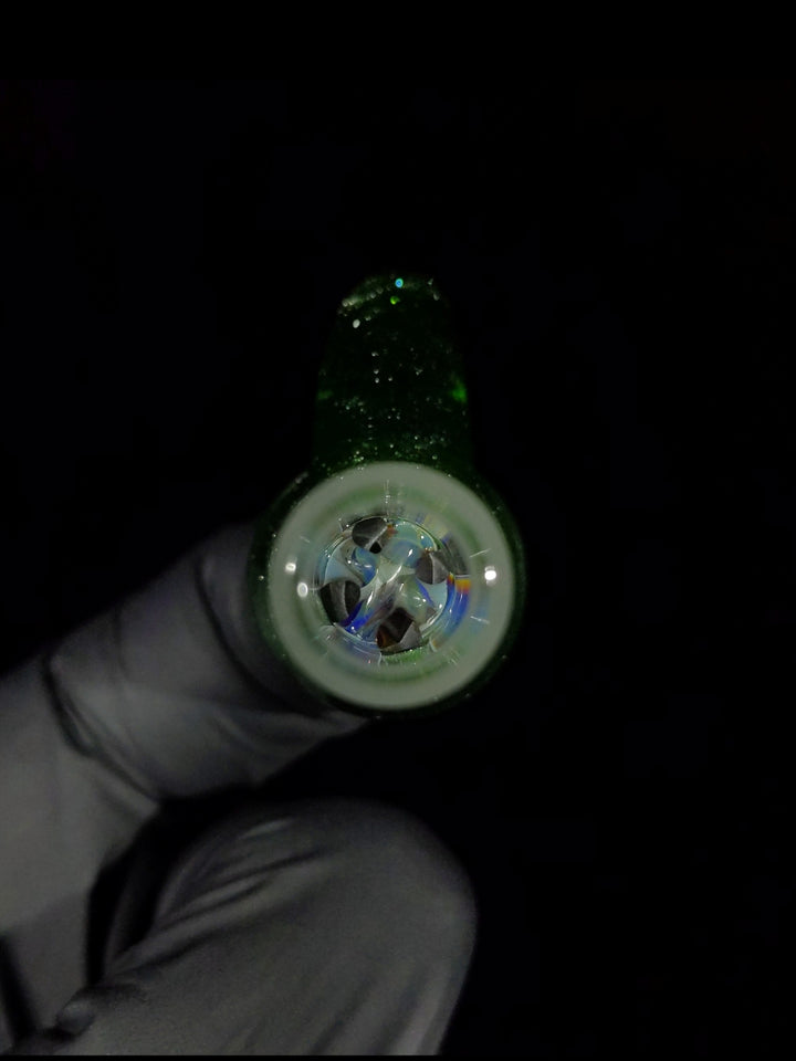 Metallic Green Horn Handle 14mm Bowl - MessyGlass