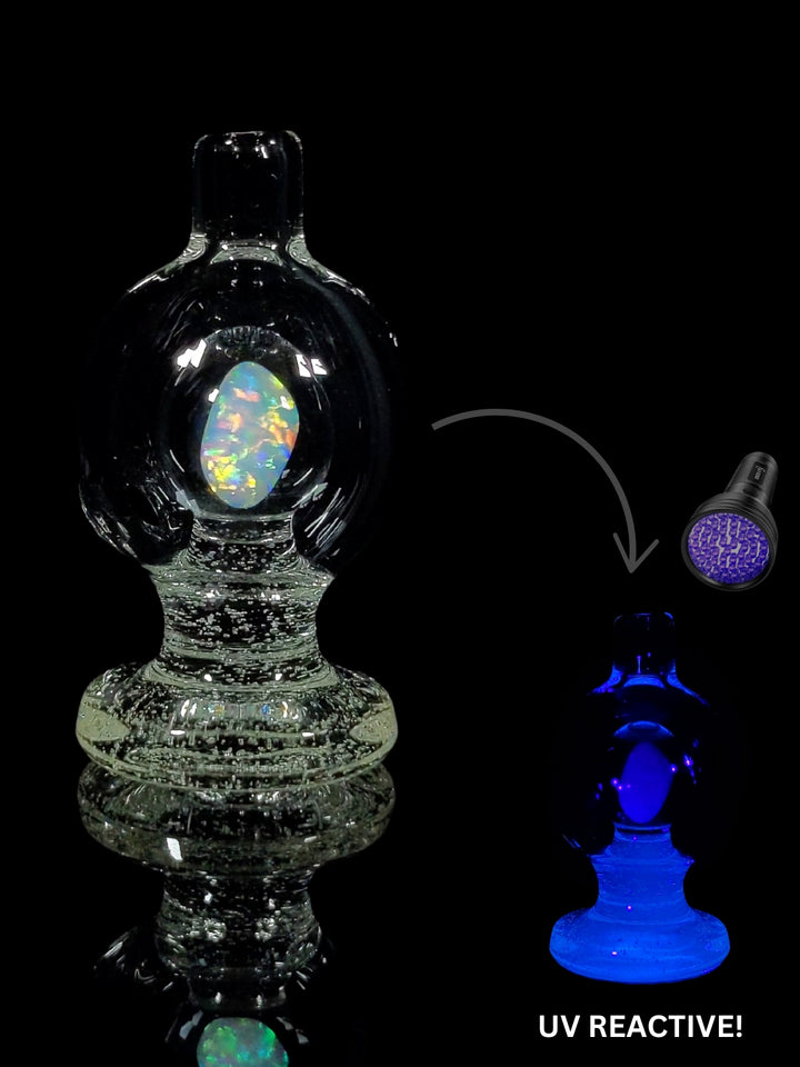 UV Reactive Opal Blu-V Bubble Cap - Soup_Glass
